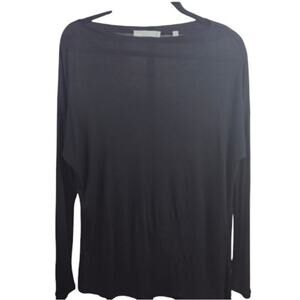 Vince  Sheer Long Sleeve Top Boatneck Black Size Small